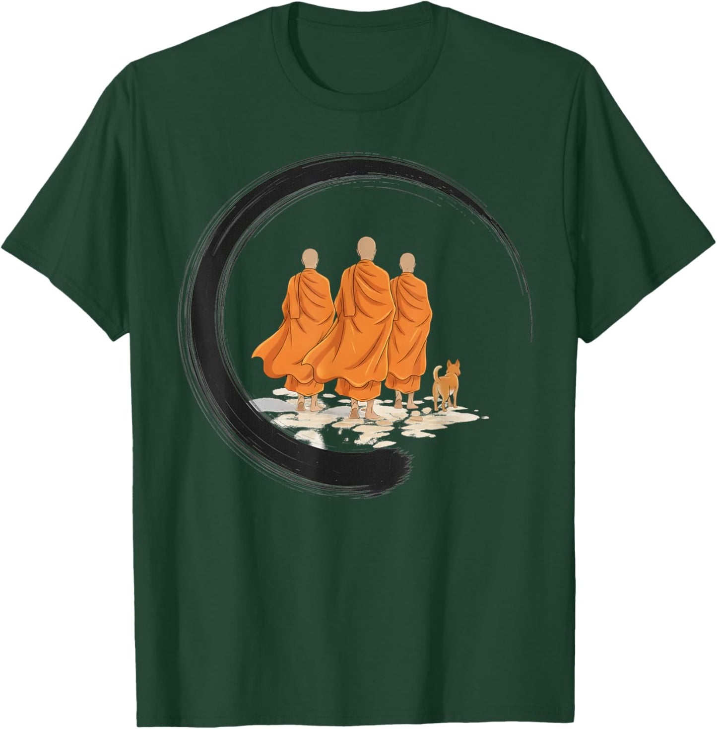 Retro Peace Walking Monks Minimalist Zen Art T-Shirt - T-Shirt | Forest