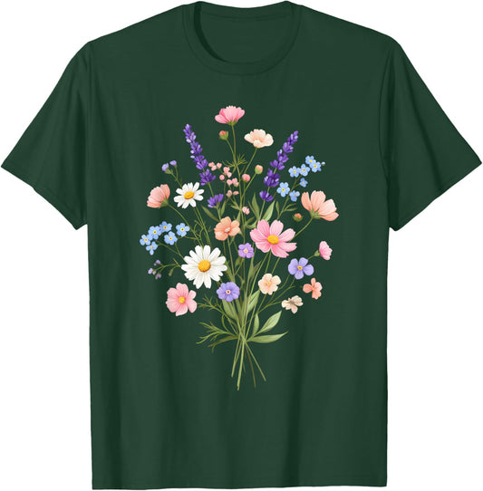 Flowers Women Wildflower Floral Gardening Summer Flowers T-Shirt - T-Shirt | Forest