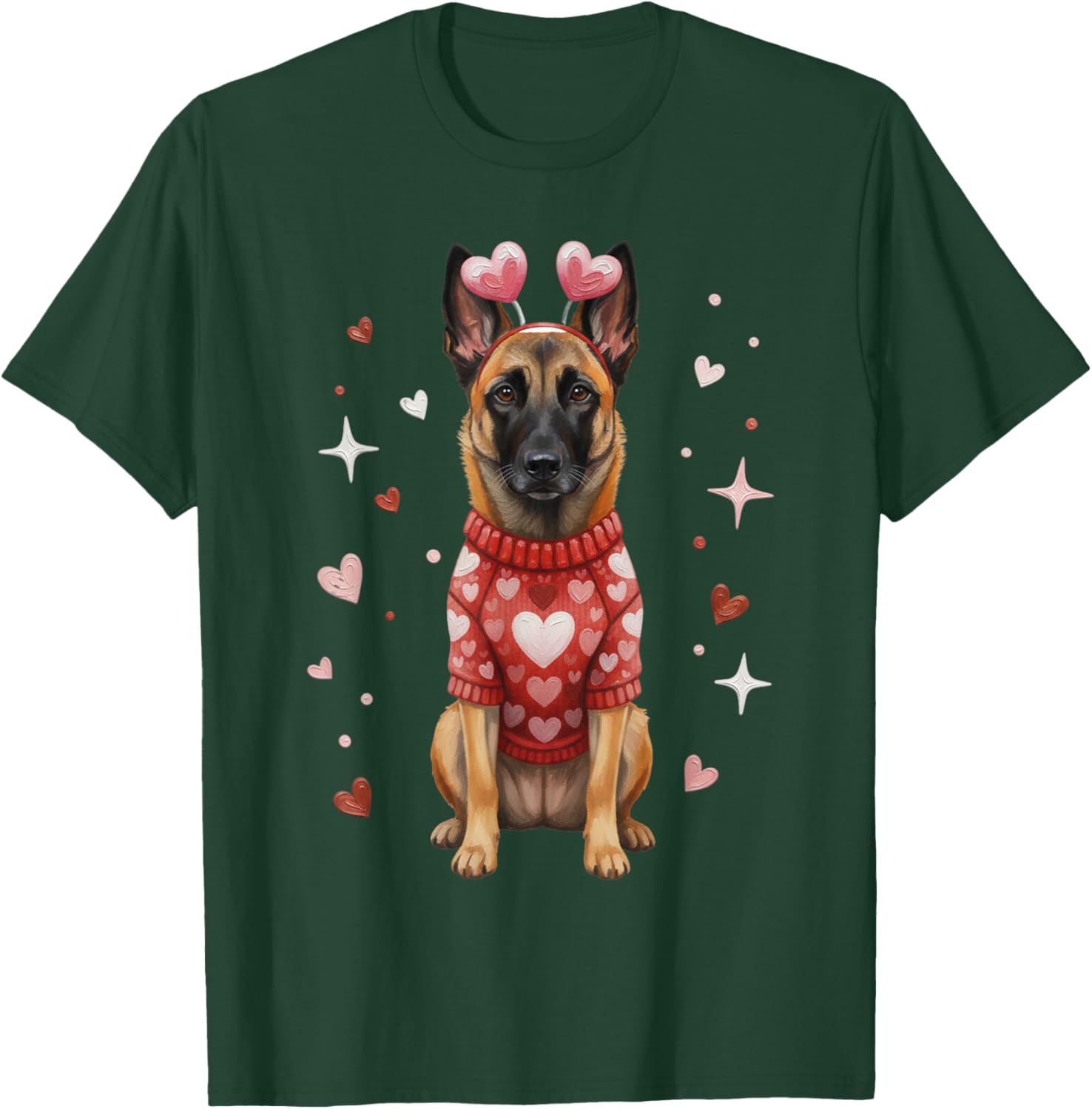 Cute Belgian Malinois Valentine Heart Valentines Day T-Shirt - T-Shirt | Forest