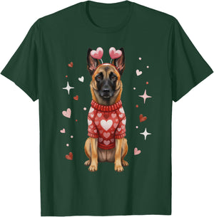 Cute Belgian Malinois Valentine Heart Valentines Day T-Shirt - T-Shirt | Forest