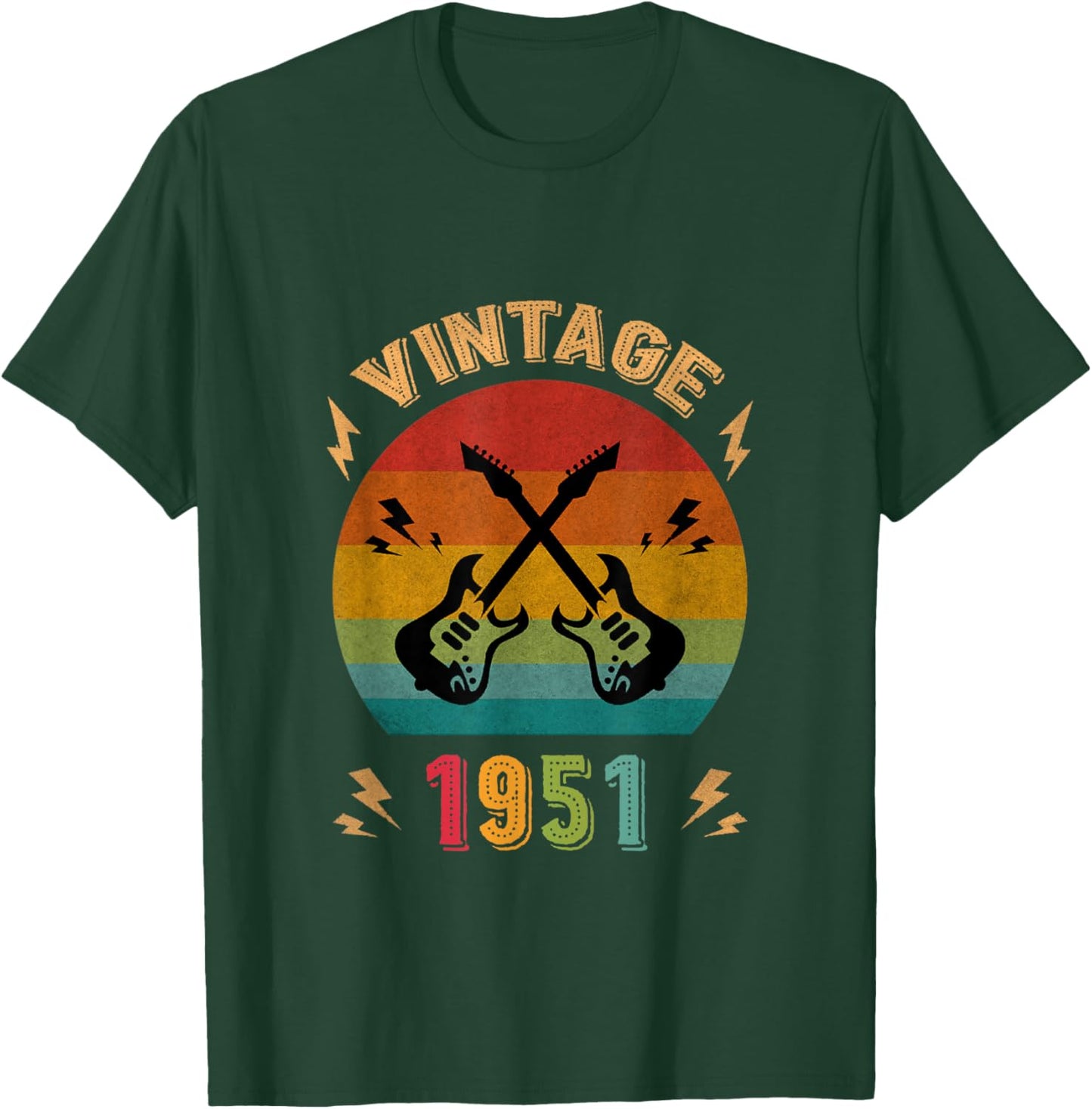 Vintage 1951 Birthday Guitar Player 75th Guitarist Birthday T-Shirt - T-Shirt | Forest