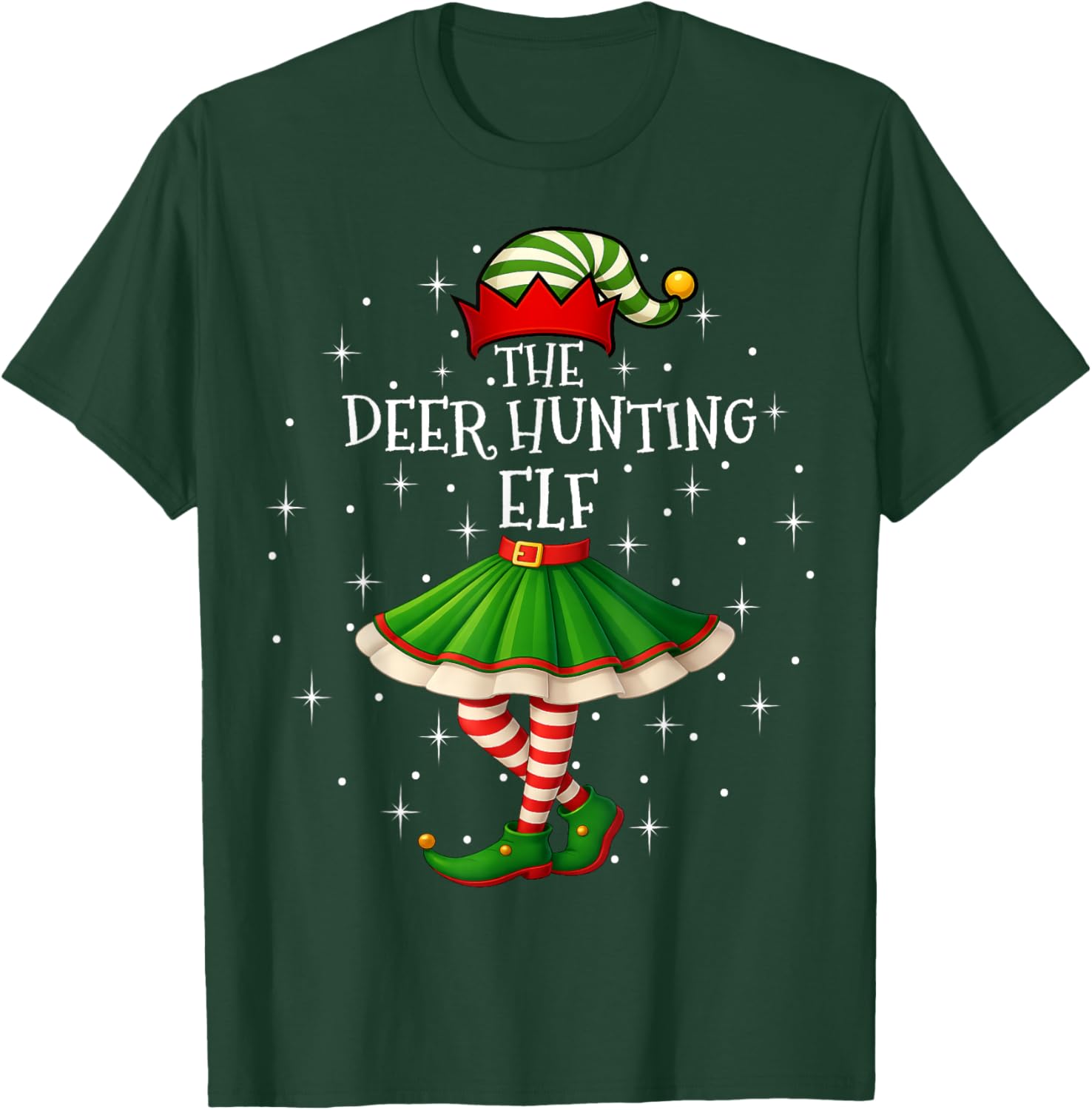 Deer Hunting Elf Christmas Family Matching Women Xmas Party T-Shirt - T-Shirt | Forest