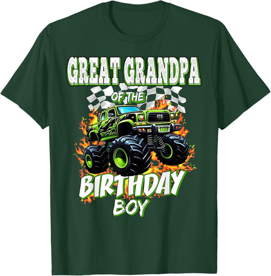 Great Grandpa of The Birthday Boy Monster Truck Birthday Kid T-Shirt - T-Shirt | Forest