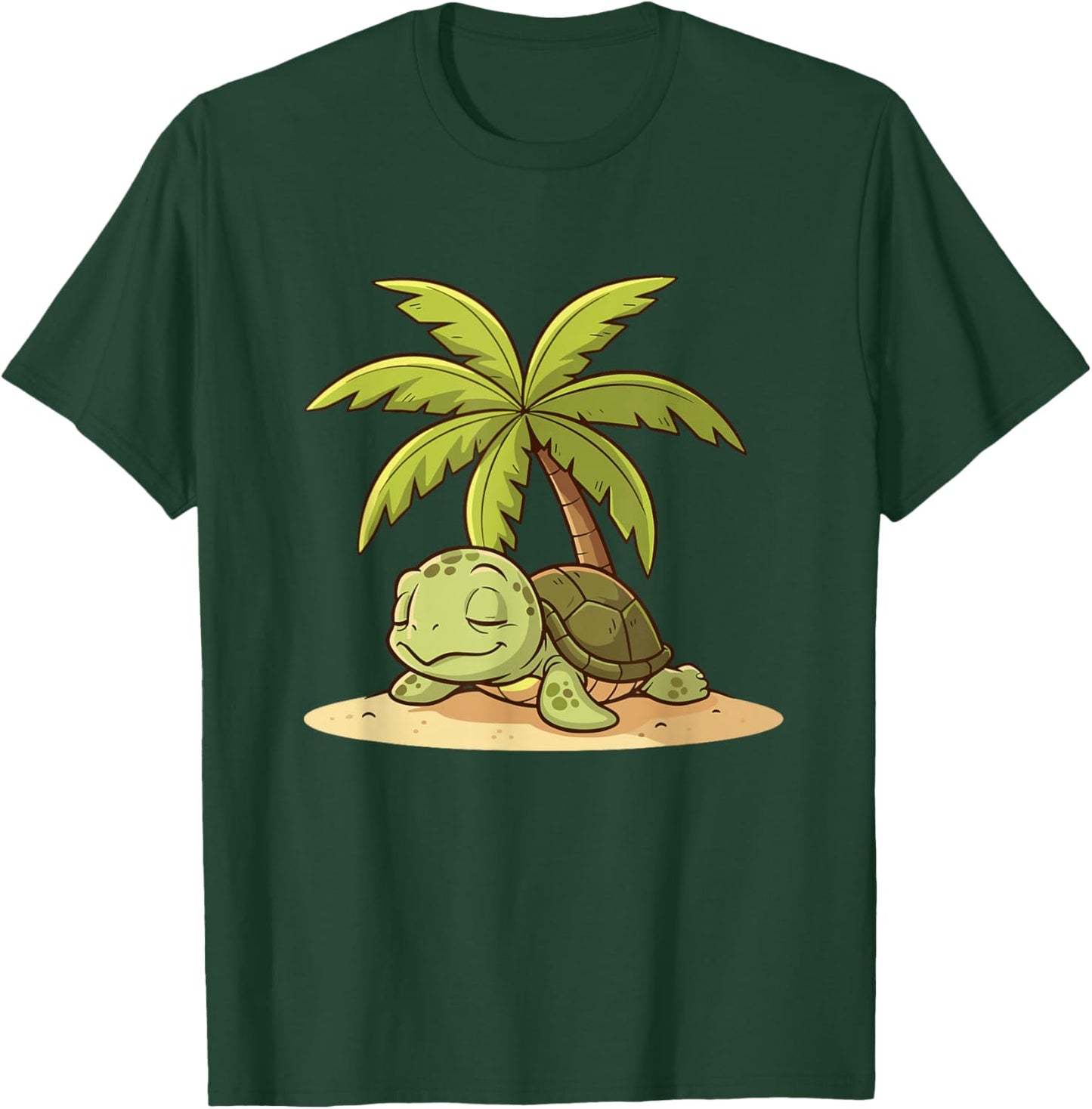Lazy Turtle Under Palm Tree On Beach Summer T-Shirt - T-Shirt | Forest