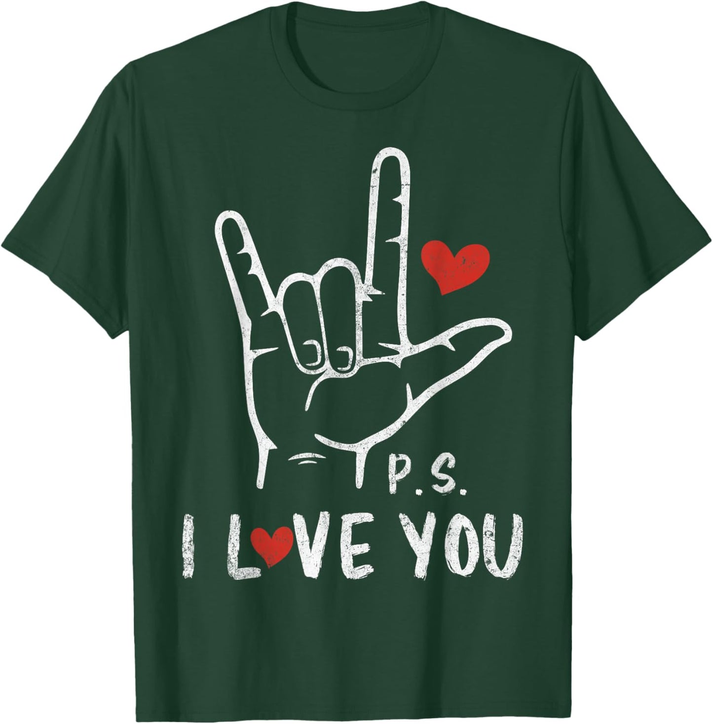 PS I Love You Day Valentine's Day Purple ASL Love Hand Sign T-Shirt - T-Shirt | Forest