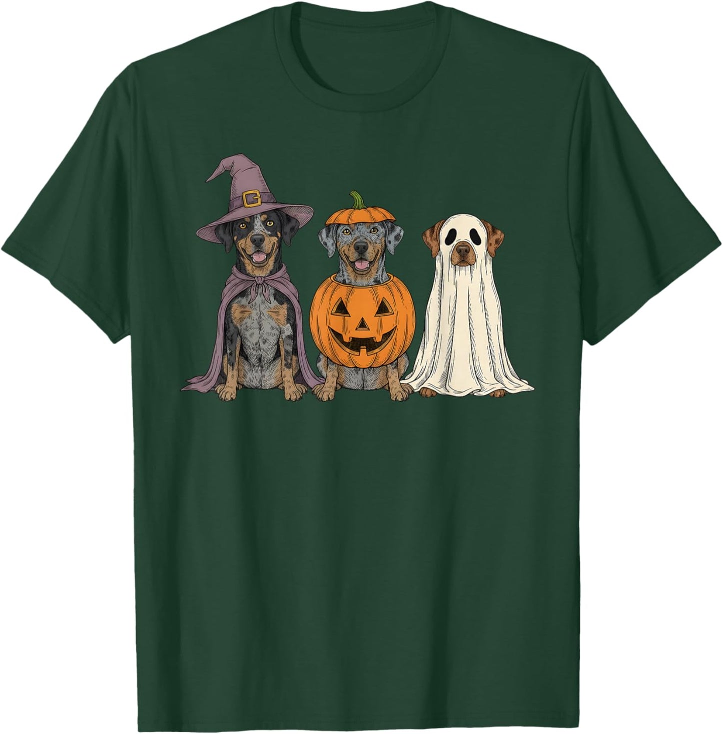 Spooky Ghost Catahoula Leopard Dog Pumpkin Halloween T-Shirt - T-Shirt | Forest