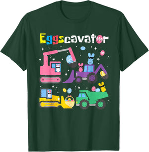 Eggscavator Easter Egg Hunt Construction Trucks Toddler Boys T-Shirt - T-Shirt | Forest