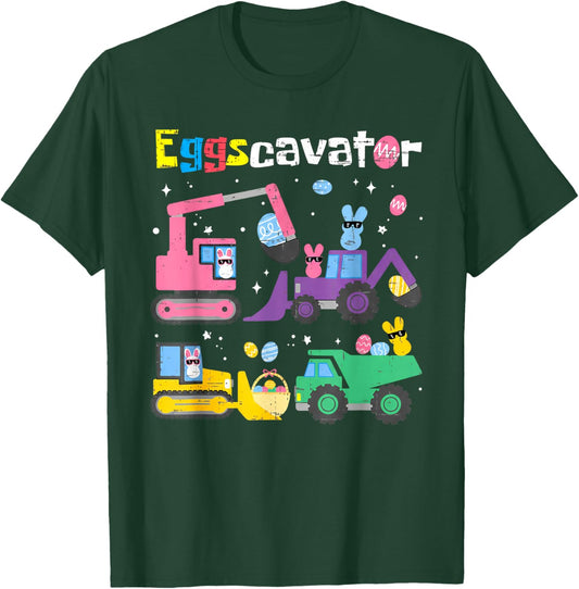 Eggscavator Easter Egg Hunt Construction Trucks Toddler Boys T-Shirt - T-Shirt | Forest