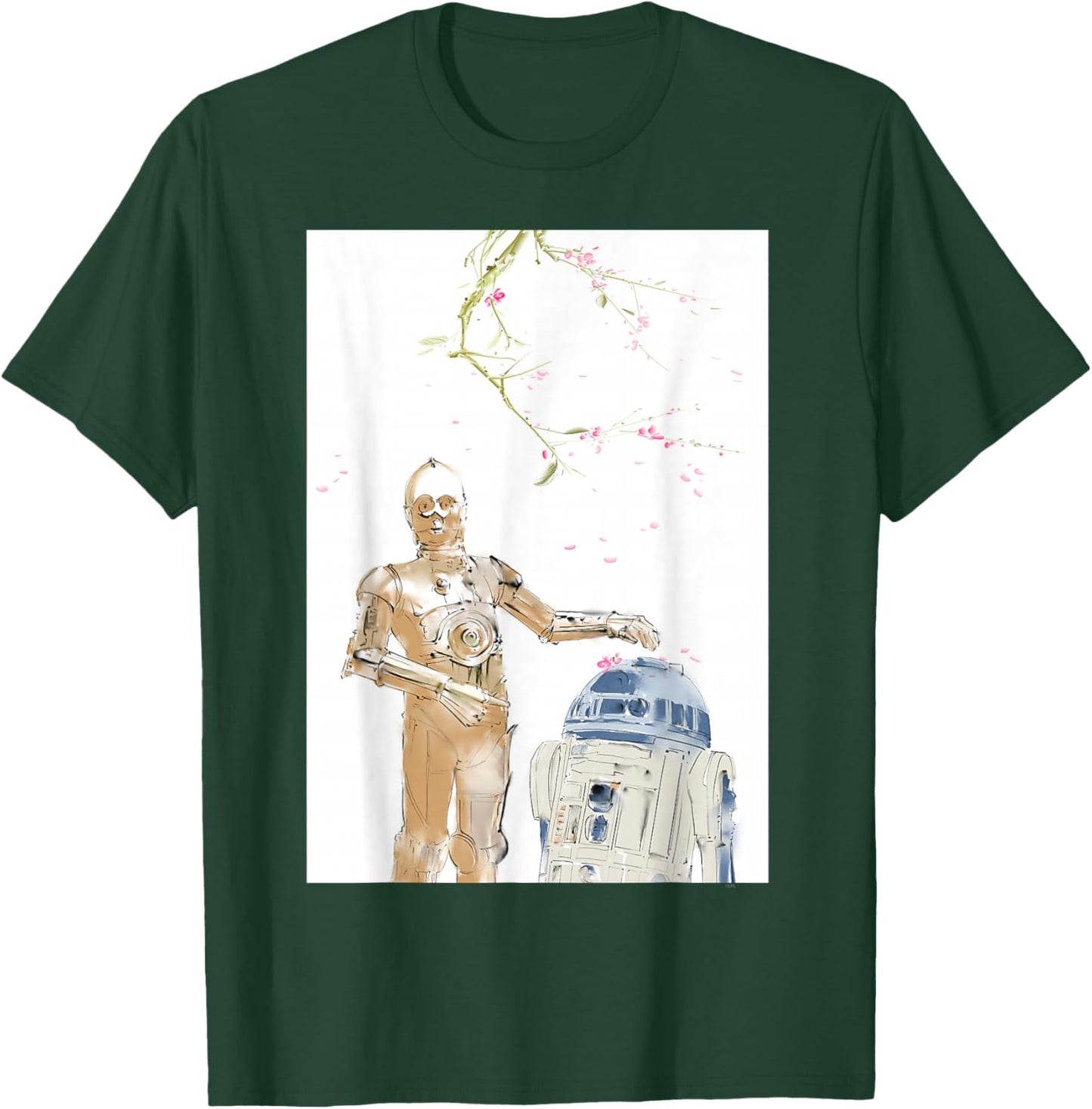 Star Wars R2-D2 and C-3PO Spring Cherry Blossoms Sakura Art T-Shirt - T-Shirt | Forest