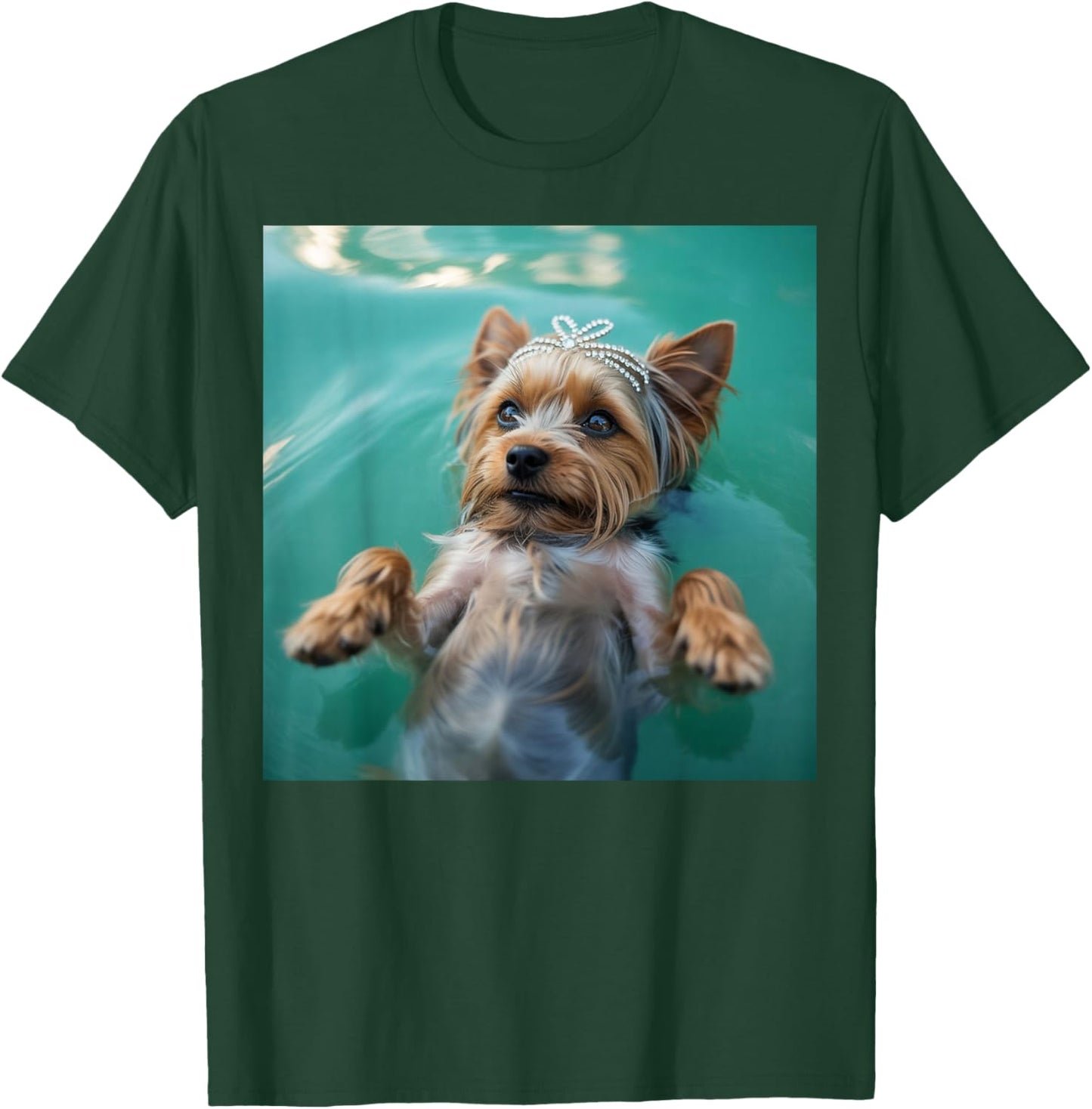 Funny Yorkshire Terrier Dog Swimming Showgirl Water Art T-Shirt - T-Shirt | Forest