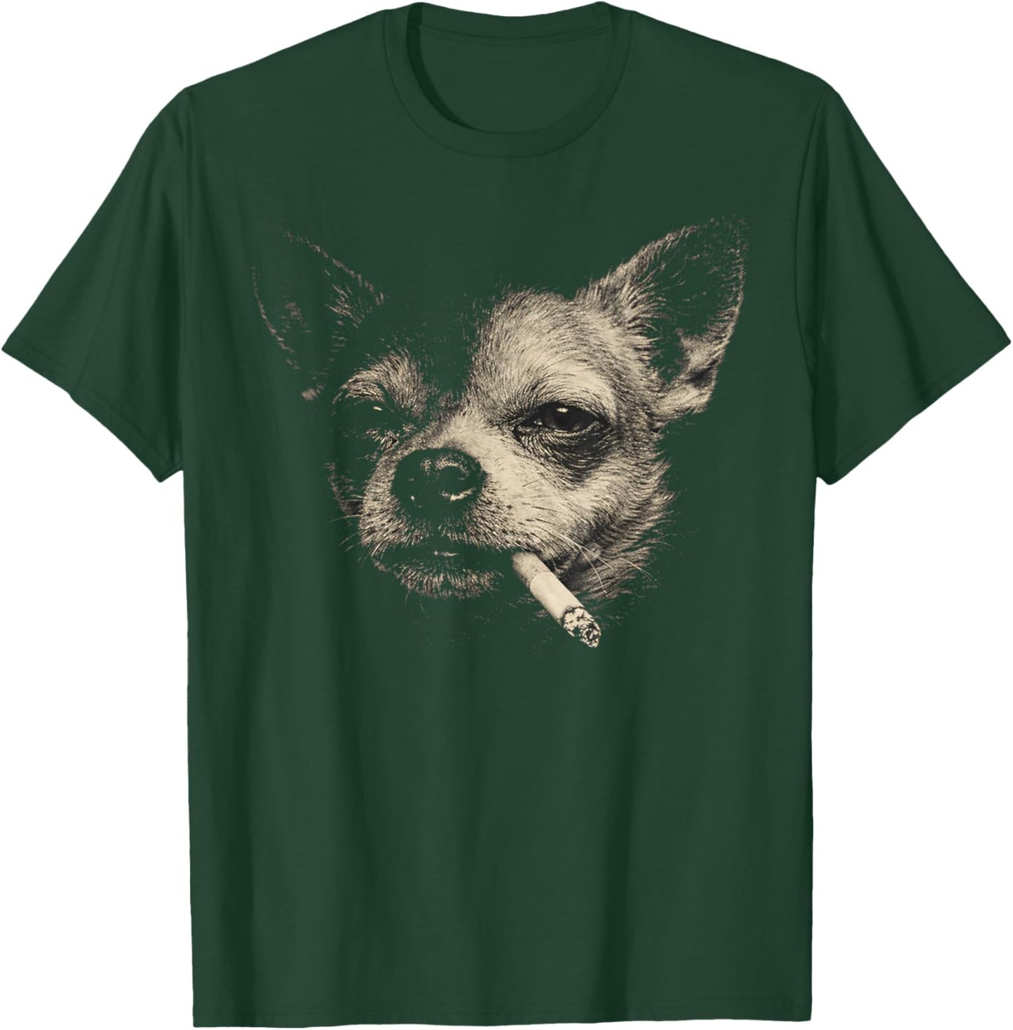 Funny Smoking Chihuahua Vintage Y2K Grunge Dog T-Shirt - T-Shirt | Forest