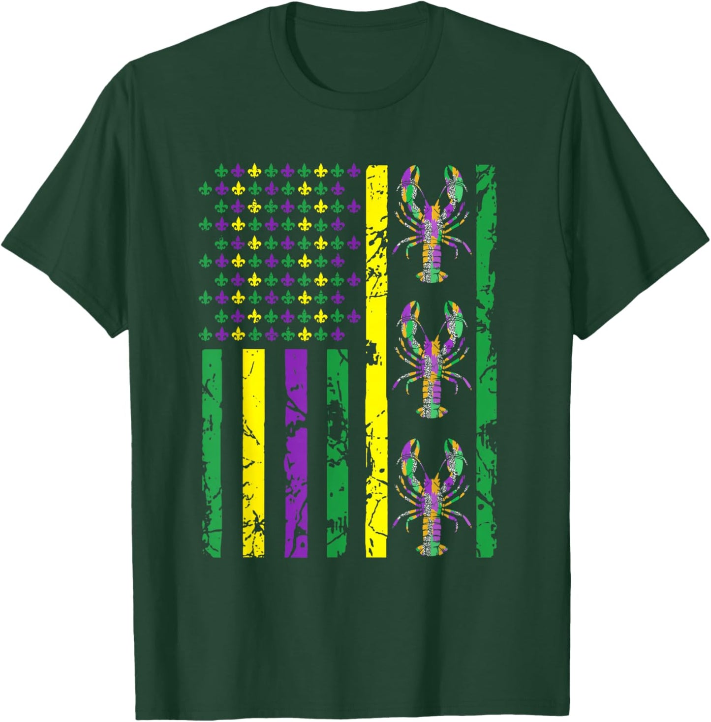 Carnival Mardi Gras USA American Flag Crawfish Parade Outfit T-Shirt - T-Shirt | Forest