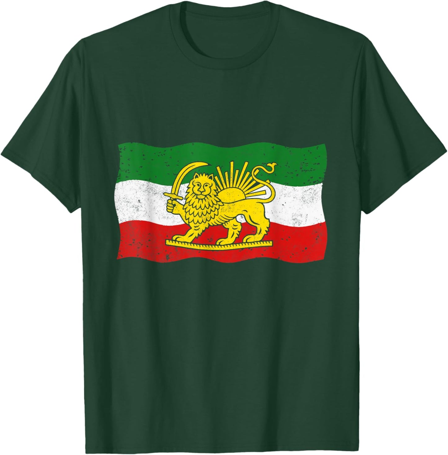 Iran Lion and Sun Flag T-Shirt - T-Shirt | Forest
