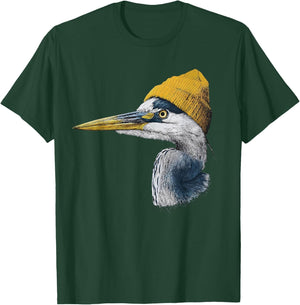 Great Blue Heron Birding Yellow Beanie T-Shirt - T-Shirt | Forest