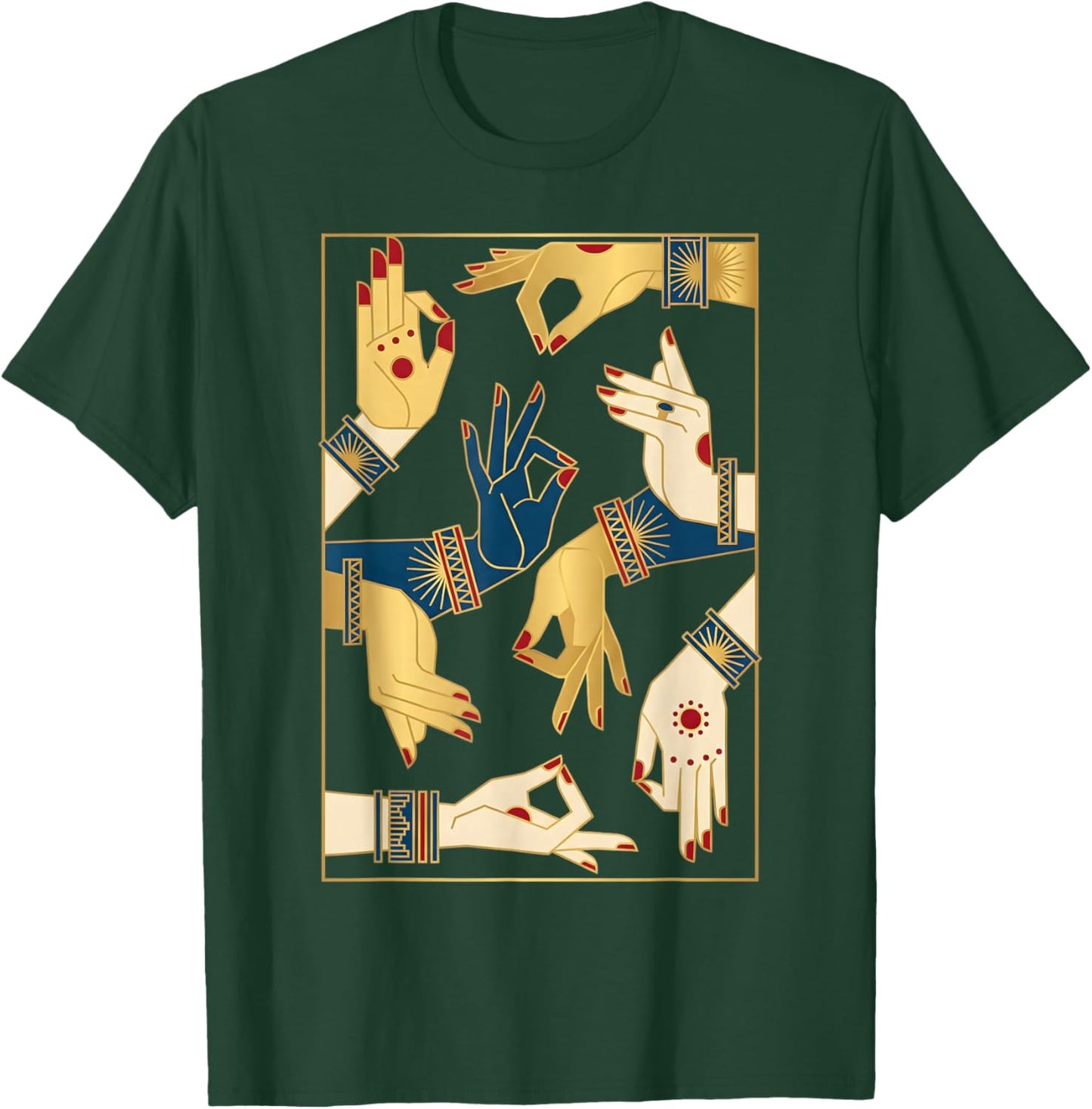 Indian Classical Dance Mudras Bharatanatyam Spiritual Desi T-Shirt - T-Shirt | Forest
