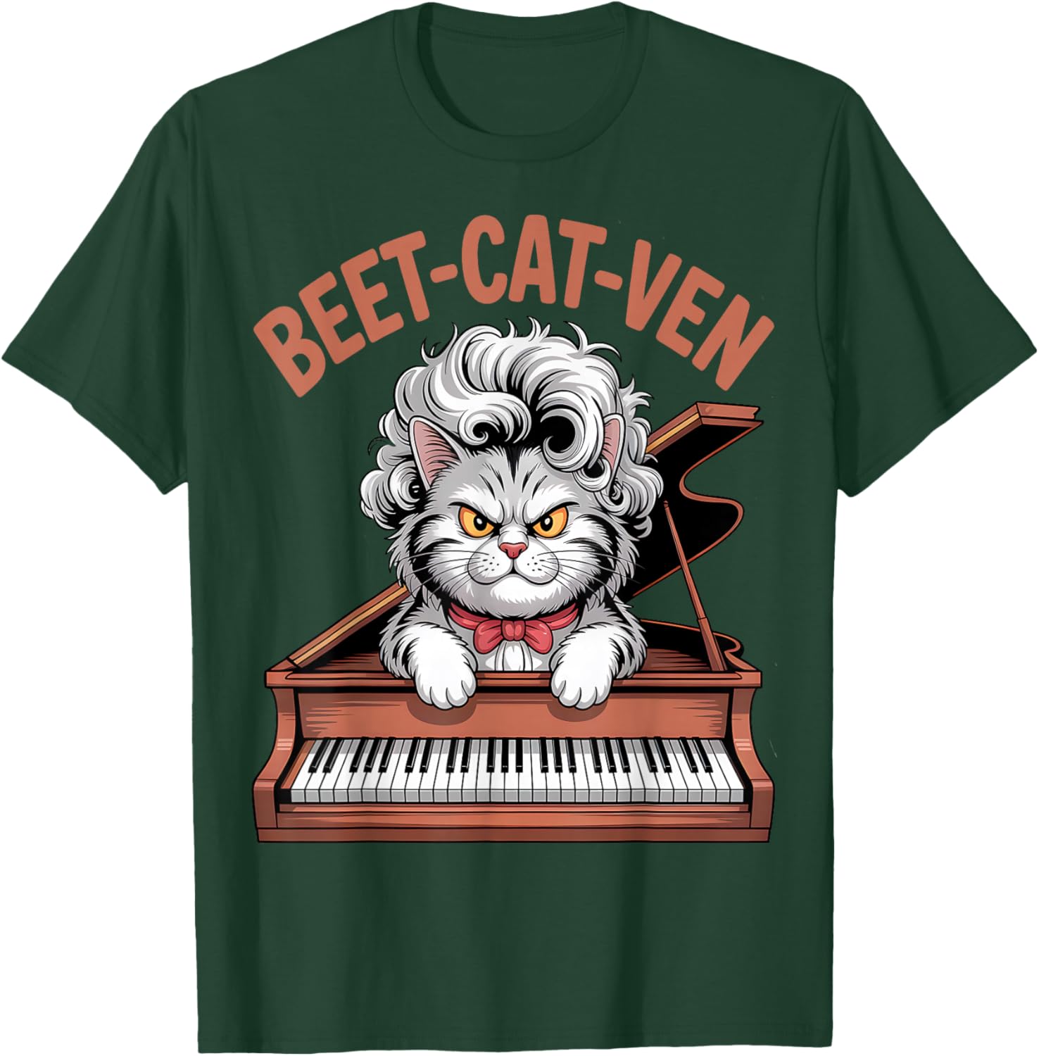 Funny Beethoven Cat Pun Beet-Cat-Ven Piano T-Shirt - T-Shirt | Forest