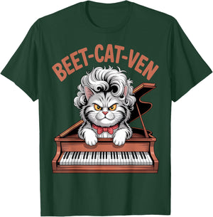 Funny Beethoven Cat Pun Beet-Cat-Ven Piano T-Shirt - T-Shirt | Forest