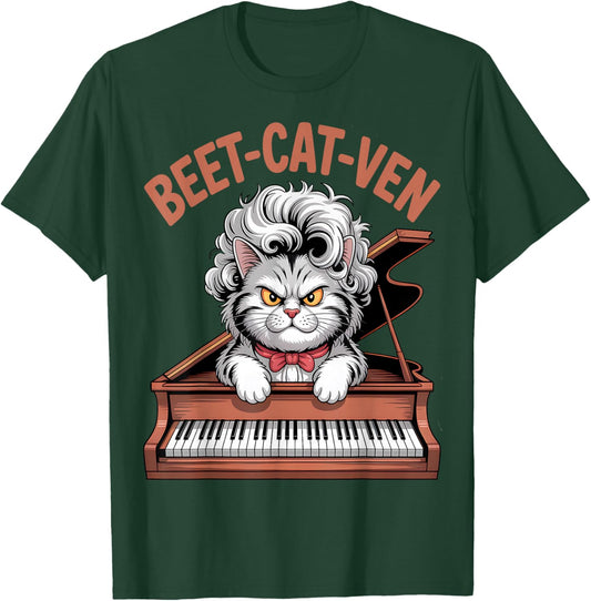 Funny Beethoven Cat Pun Beet-Cat-Ven Piano T-Shirt - T-Shirt | Forest