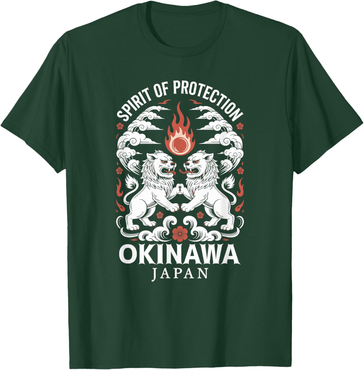 Okinawa Shisa Lion Dogs Japan Retro Japanese Souvenir T-Shirt - T-Shirt | Forest