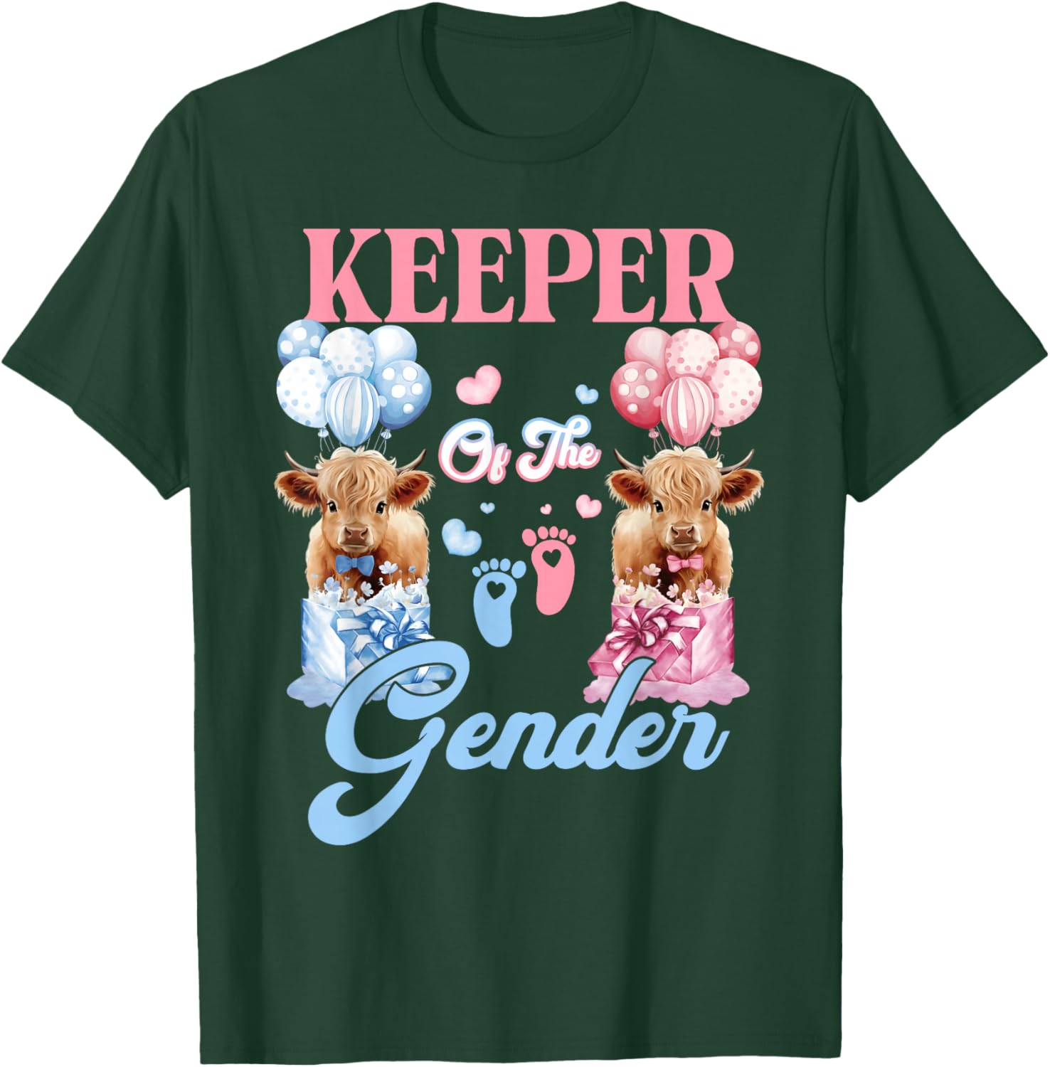 Keeper of The Gender Heifer Or Bull Baby Announcement T-Shirt - T-Shirt | Forest