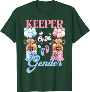 Keeper of The Gender Heifer Or Bull Baby Announcement T-Shirt - T-Shirt | Forest