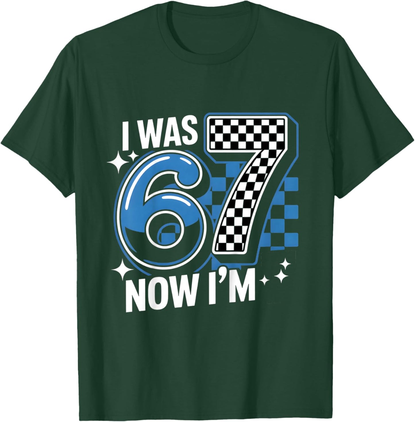 Blue Checkered I was 6 Now I'm 7 Funny 67 Birthday Boys T-Shirt - T-Shirt | Forest