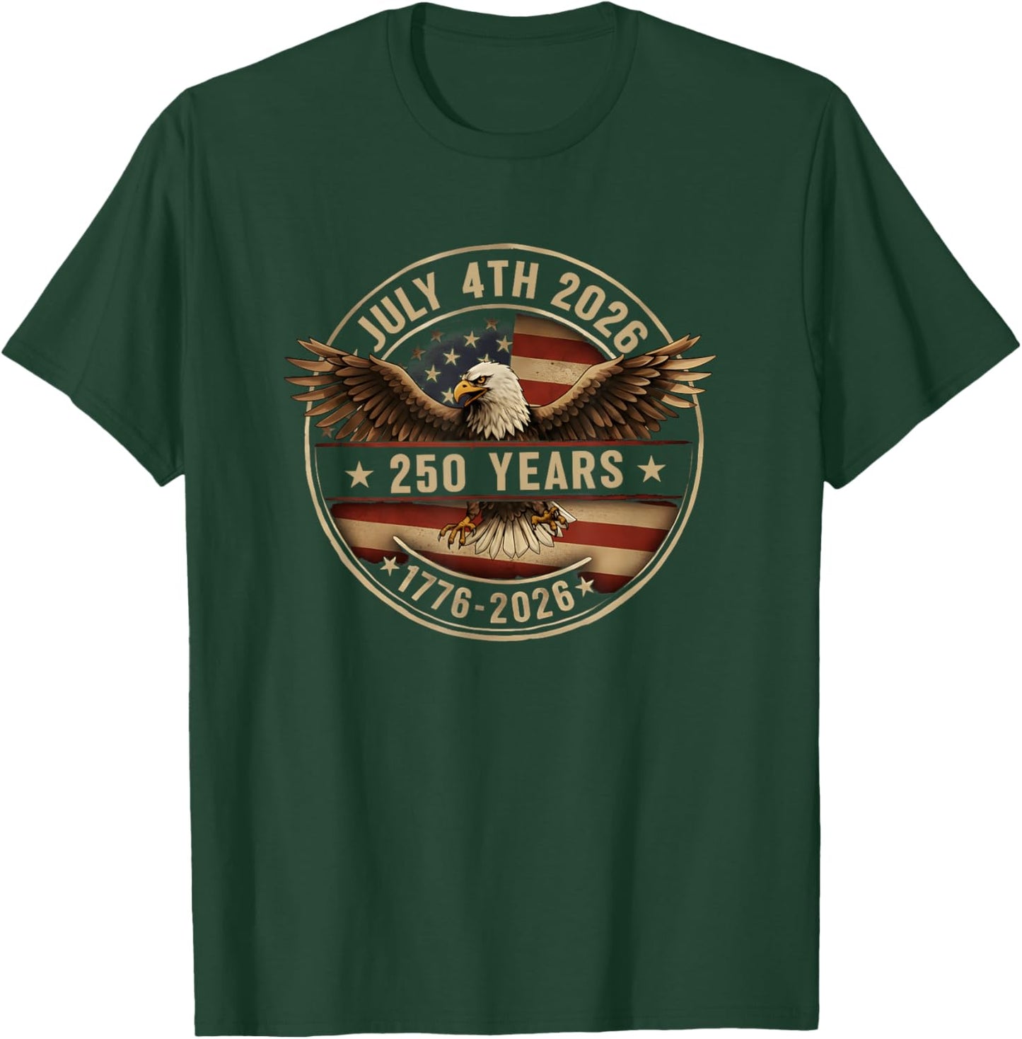 250 Years American 250th Anniversary US USA Flag 4th of July T-Shirt - T-Shirt | Forest