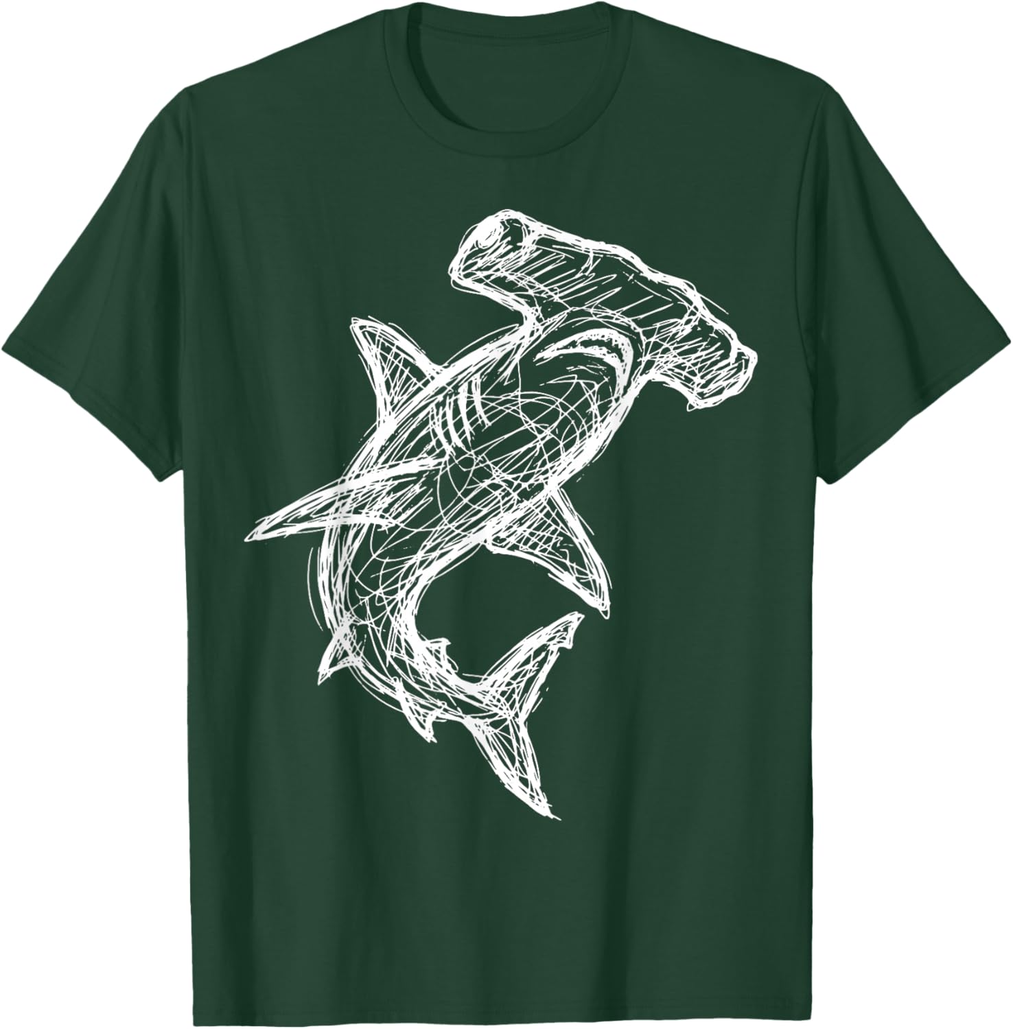 Hammerhead Shark Line Art T-Shirt - T-Shirt | Forest