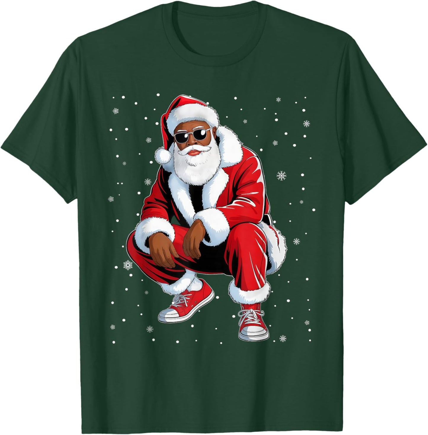African American Funny Christmas Outfit Afro Santa Claus T-Shirt - T-Shirt | Forest