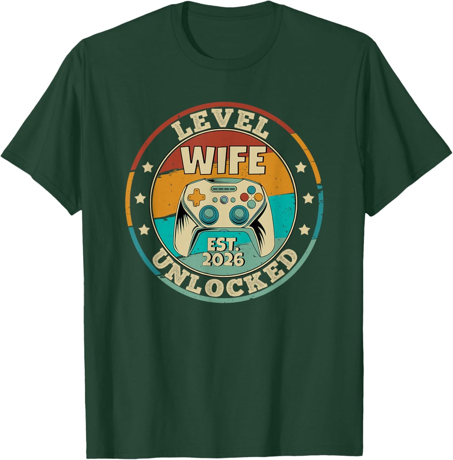 Leveled up to Wife Newlywed Bride Just Married Gamer Couple T-Shirt - T-Shirt | Forest
