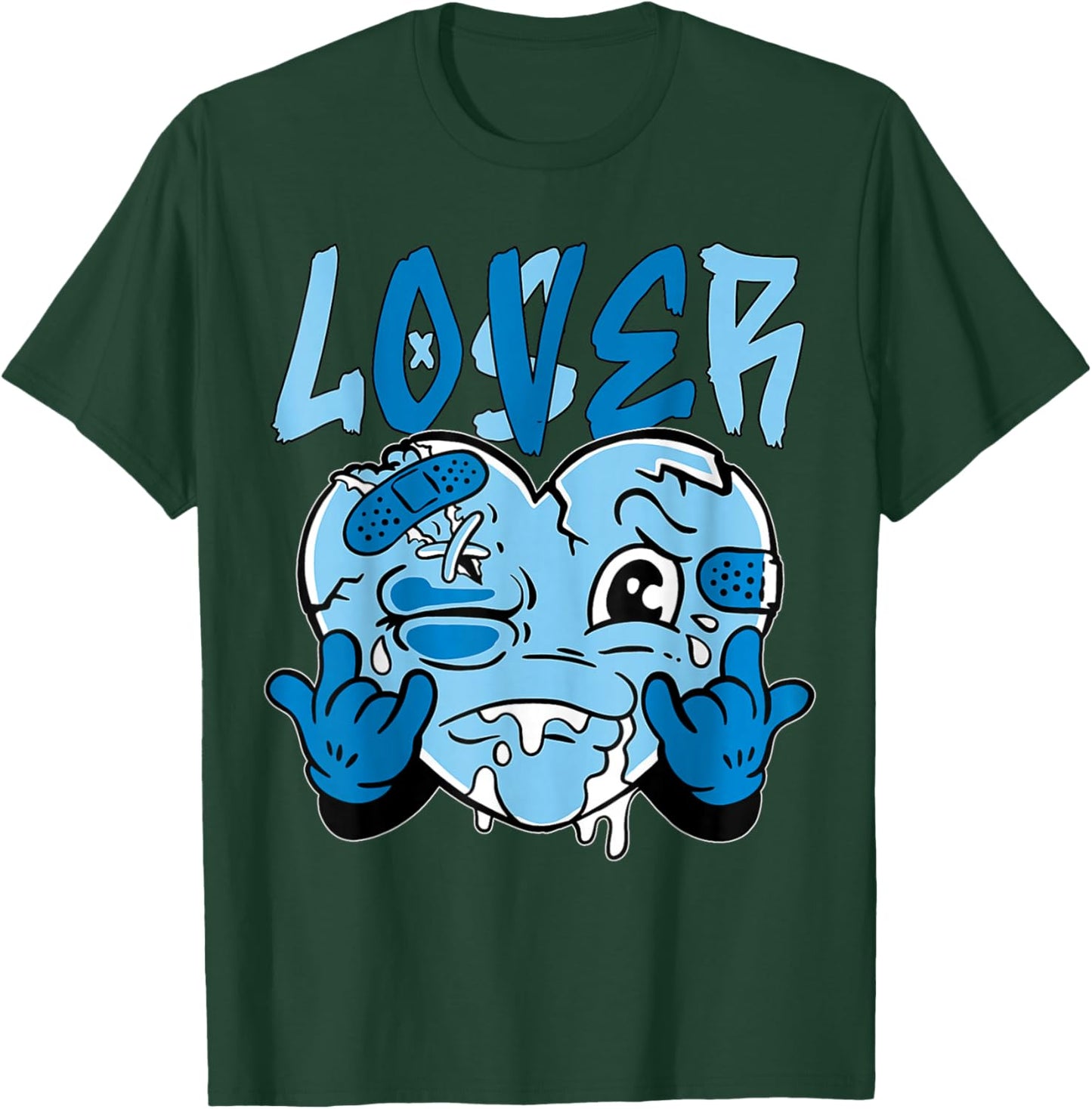 Blue Loser Lover Blue Drip Heart Matching Women T-Shirt - T-Shirt | Forest
