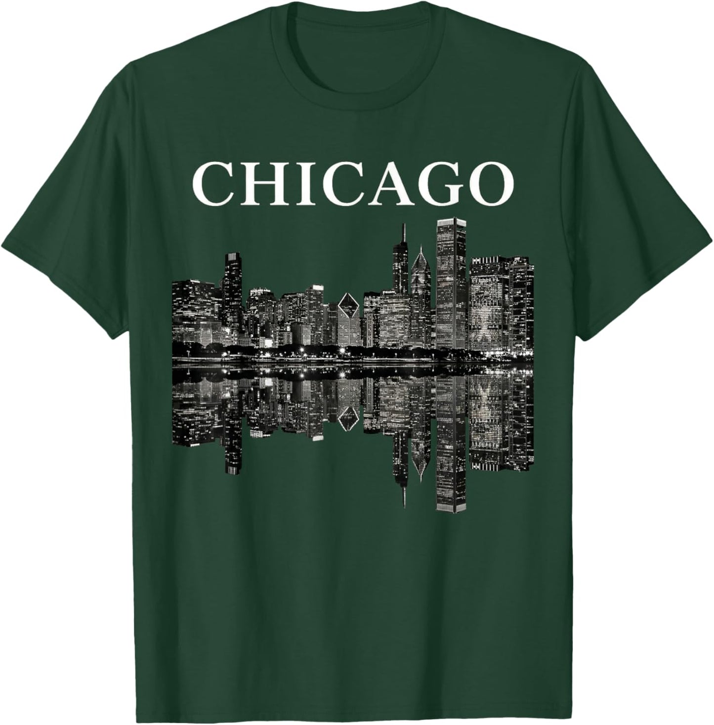 Chicago Illinois Skyline City Reflection Urban T-Shirt - T-Shirt | Forest