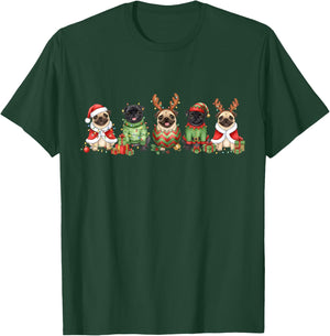 Pug Dogs Christmas Lights Pugmas Santa Dog Lover Gifts T-Shirt - T-Shirt | Forest