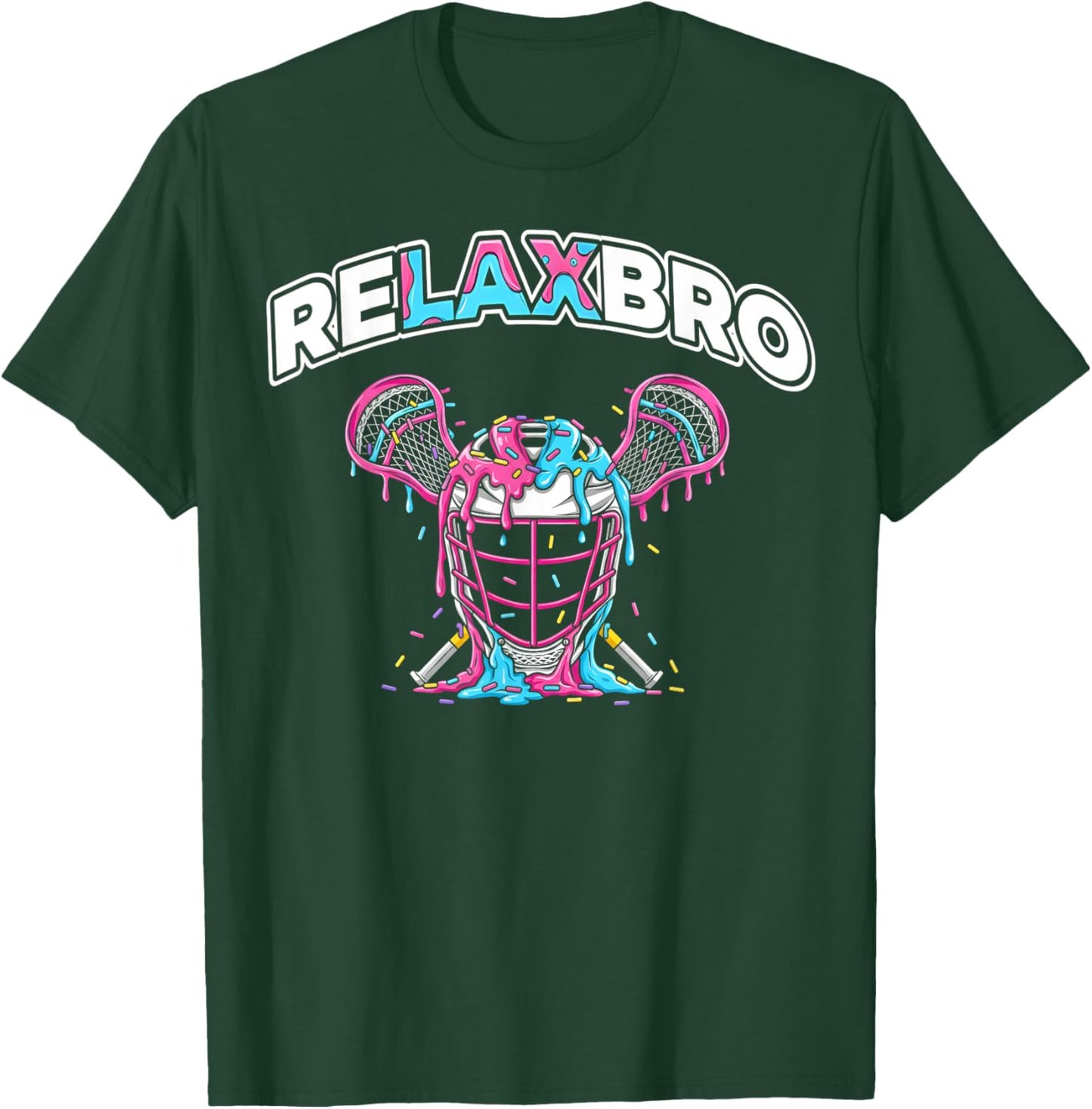 Lacrosse Ice Cream Drip Relax Bro Lax Boys Helmet Stick T-Shirt - T-Shirt | Forest
