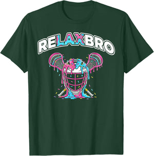 Lacrosse Ice Cream Drip Relax Bro Lax Boys Helmet Stick T-Shirt - T-Shirt | Forest
