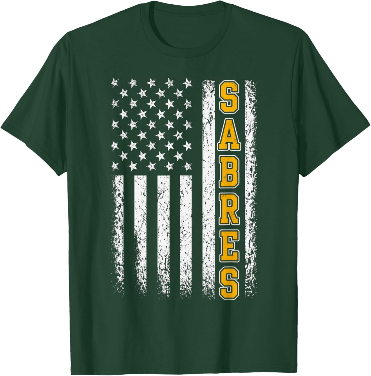 Vintage Sabres USA Flag Classic Gifts Women Kids T-Shirt - T-Shirt | Forest