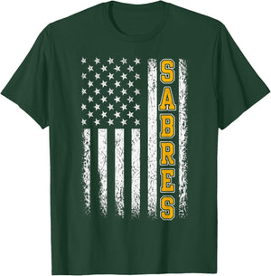 Vintage Sabres USA Flag Classic Gifts Women Kids T-Shirt - T-Shirt | Forest