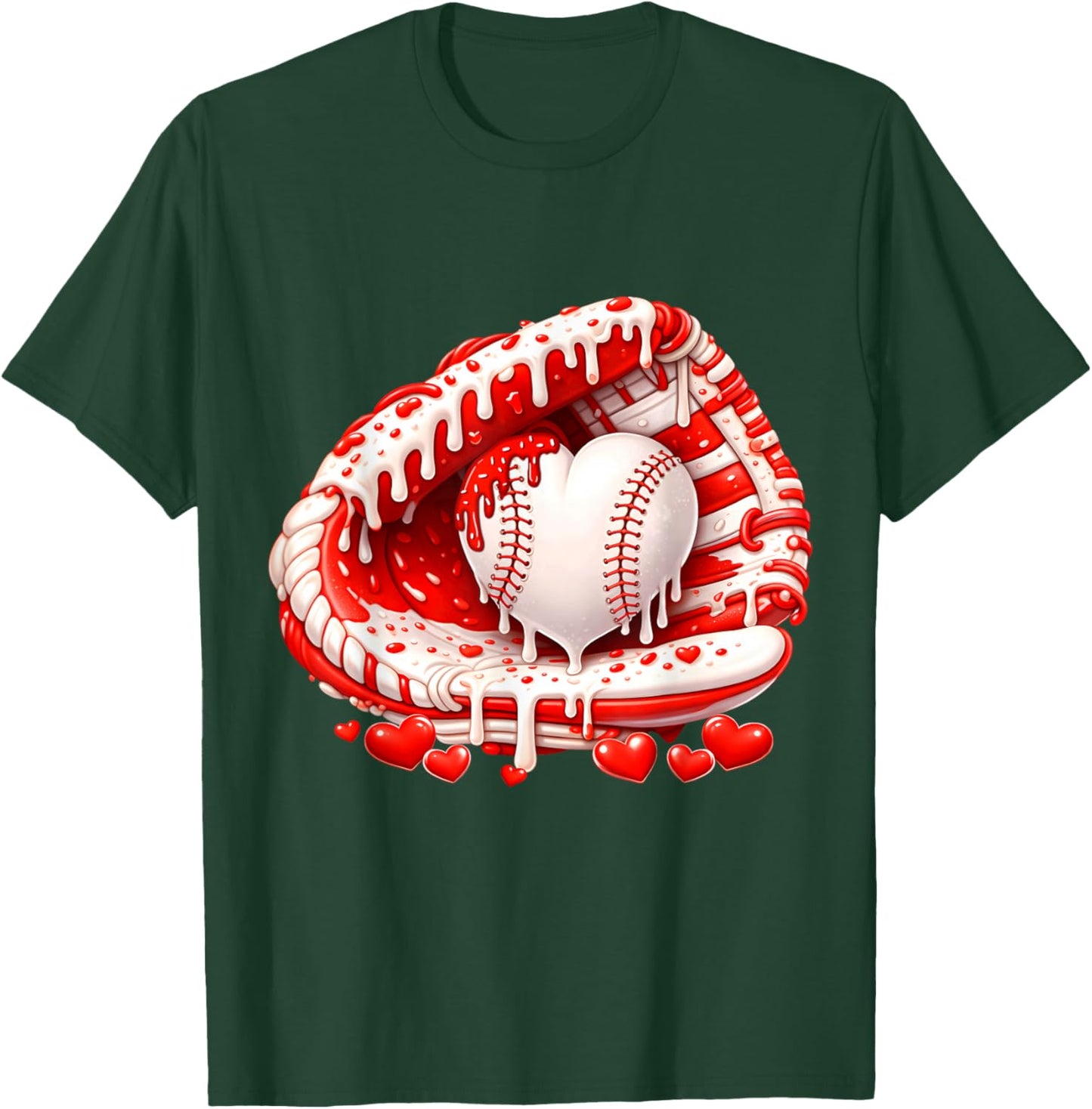 Kid Drip Ice Cream Baseball Heart Catcher Valentines Day Boy T-Shirt - T-Shirt | Forest