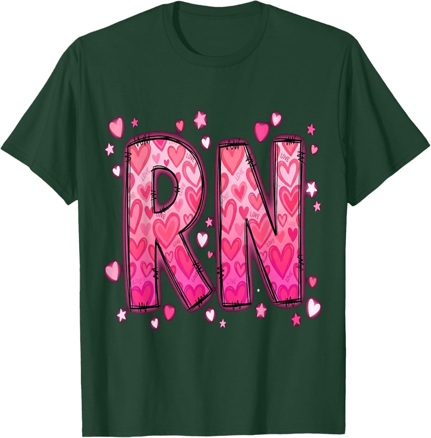 Healthcare Heart Registered Nurse RN Valentines Nurses T-Shirt - T-Shirt | Forest