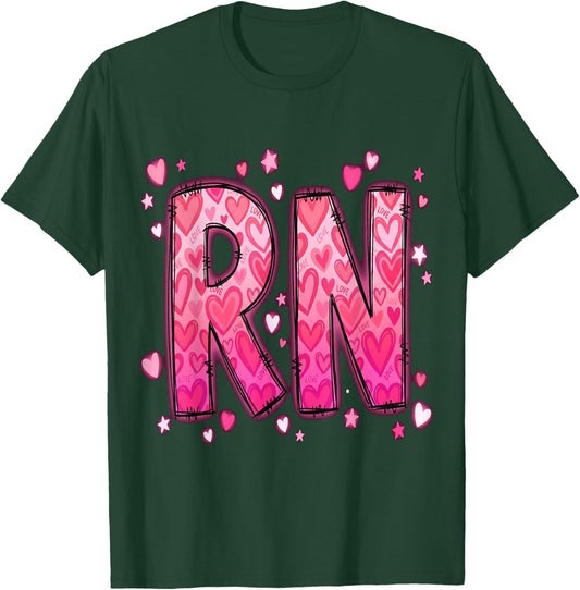 Healthcare Heart Registered Nurse RN Valentines Nurses T-Shirt - T-Shirt | Forest