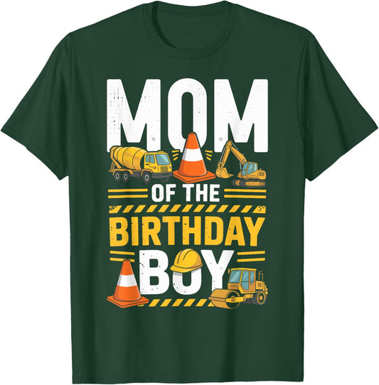 Mom of The Birthday Party Outfit Excavator Crew Mommy T-Shirt - T-Shirt | Forest