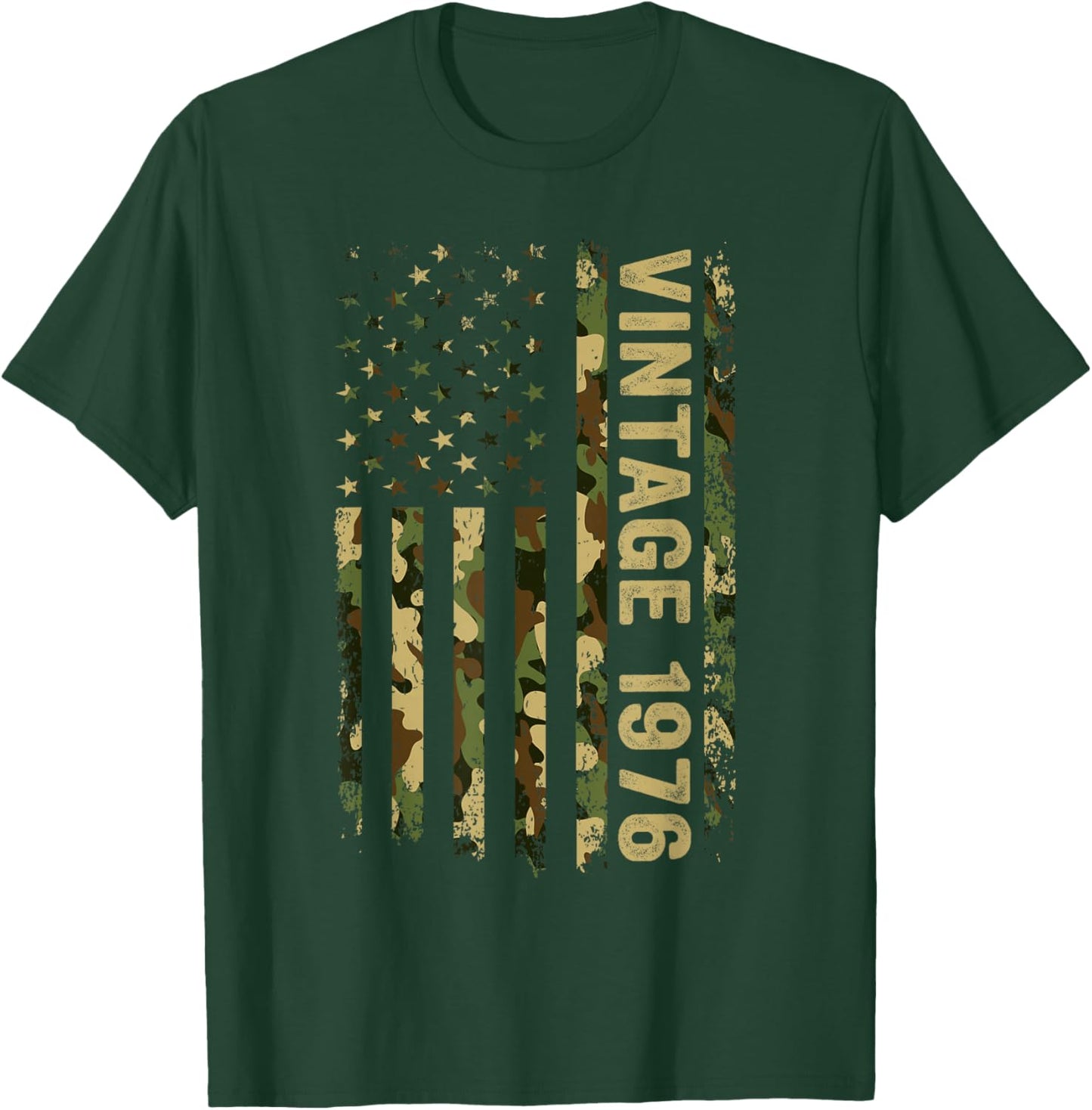 50th Birthday Gifts Vintage 1976 American Flag 50 Year Old T-Shirt - T-Shirt | Forest