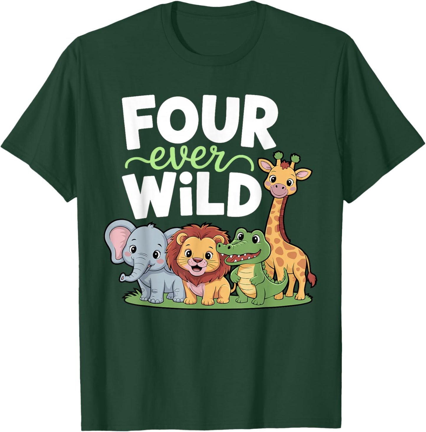 Four Ever Wild 4th Birthday Boy Girl Toddler T-Shirt - T-Shirt | Forest