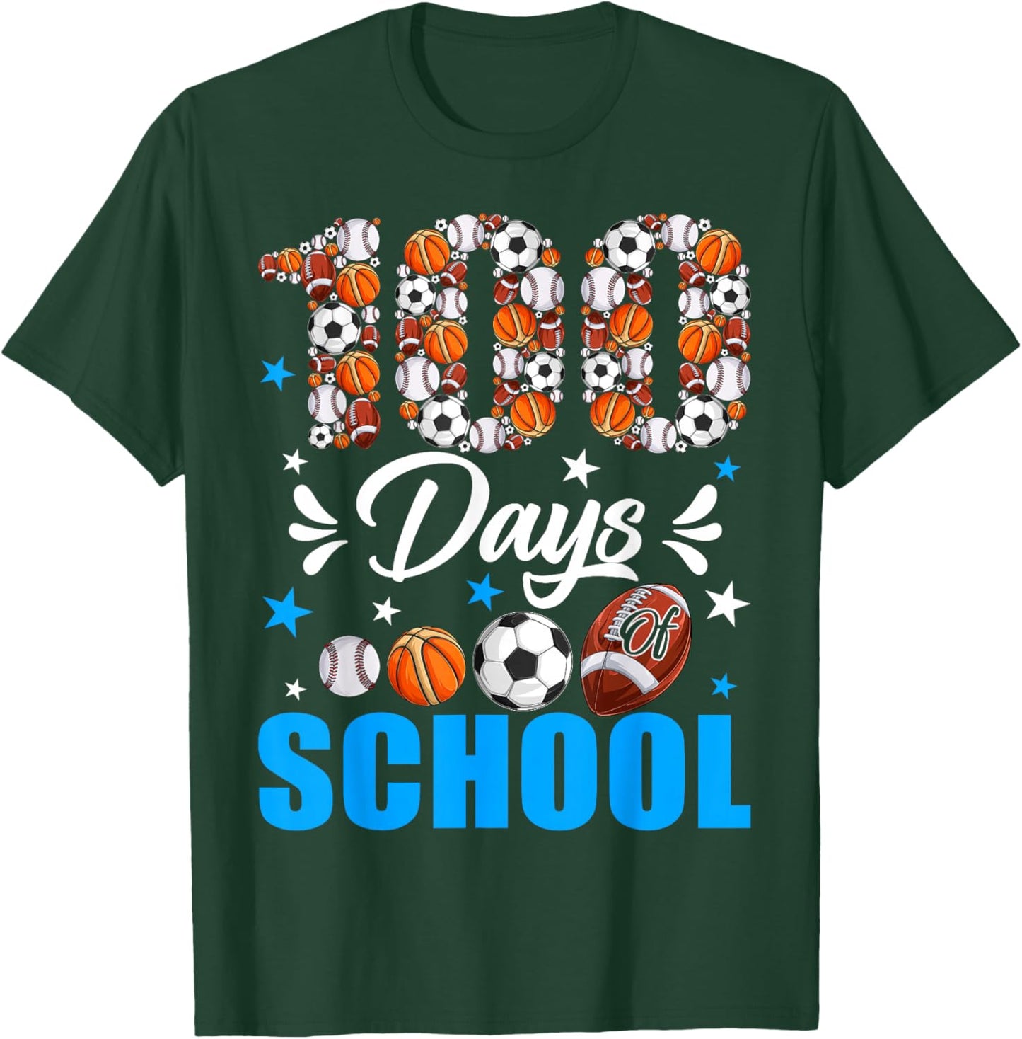 100 Days of School Sport Lovers 100th Day of School Boys T-Shirt - T-Shirt | Forest