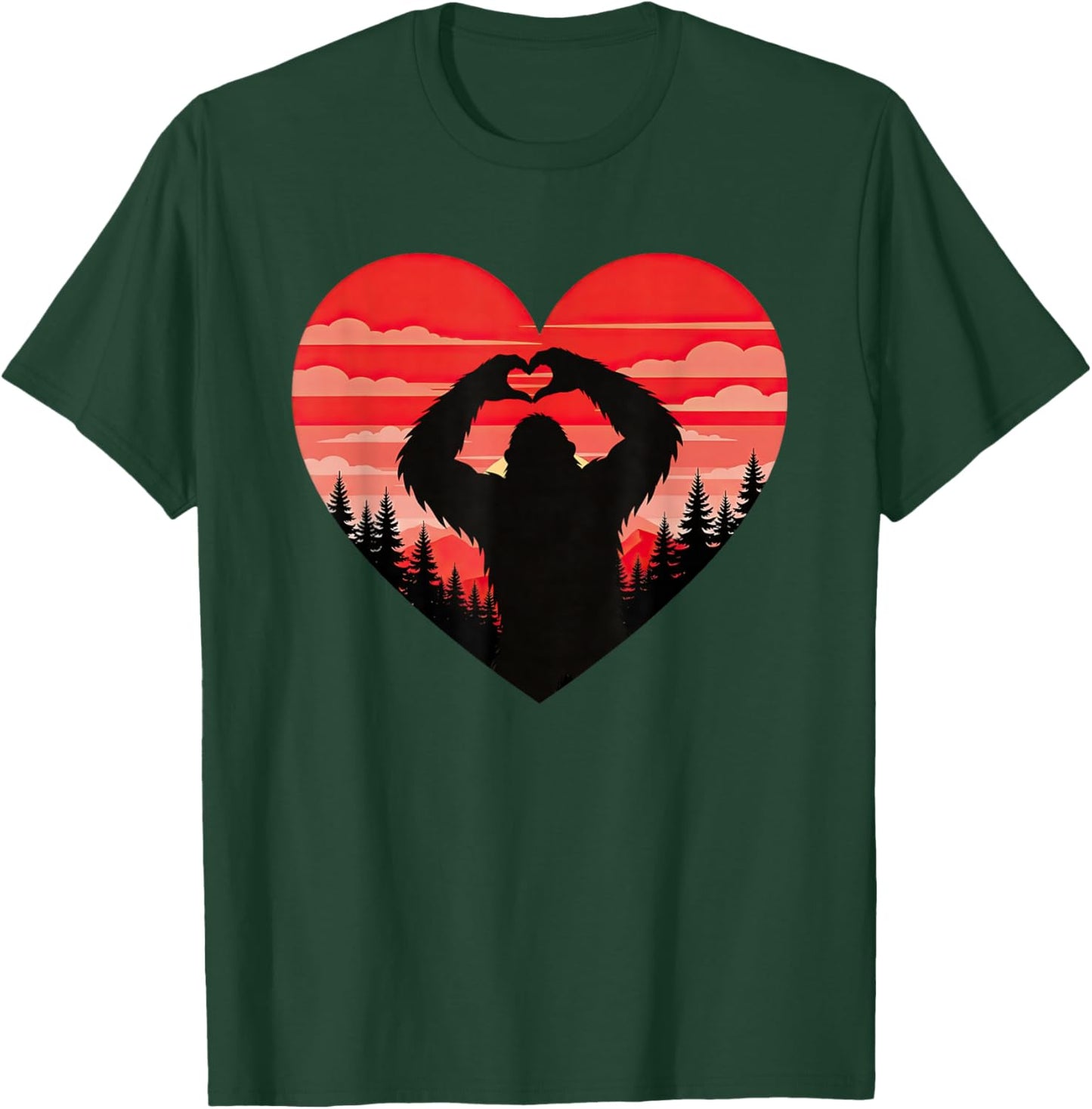 Bigfoot Valentine Sasquatch Heart Love Forest Men Boys Kids T-Shirt - T-Shirt | Forest