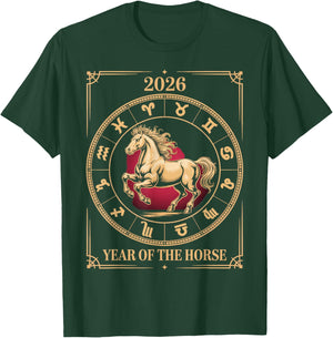Zodiac Sign Chinese Lunar New Year of The Horse 2026 T-Shirt - T-Shirt | Forest