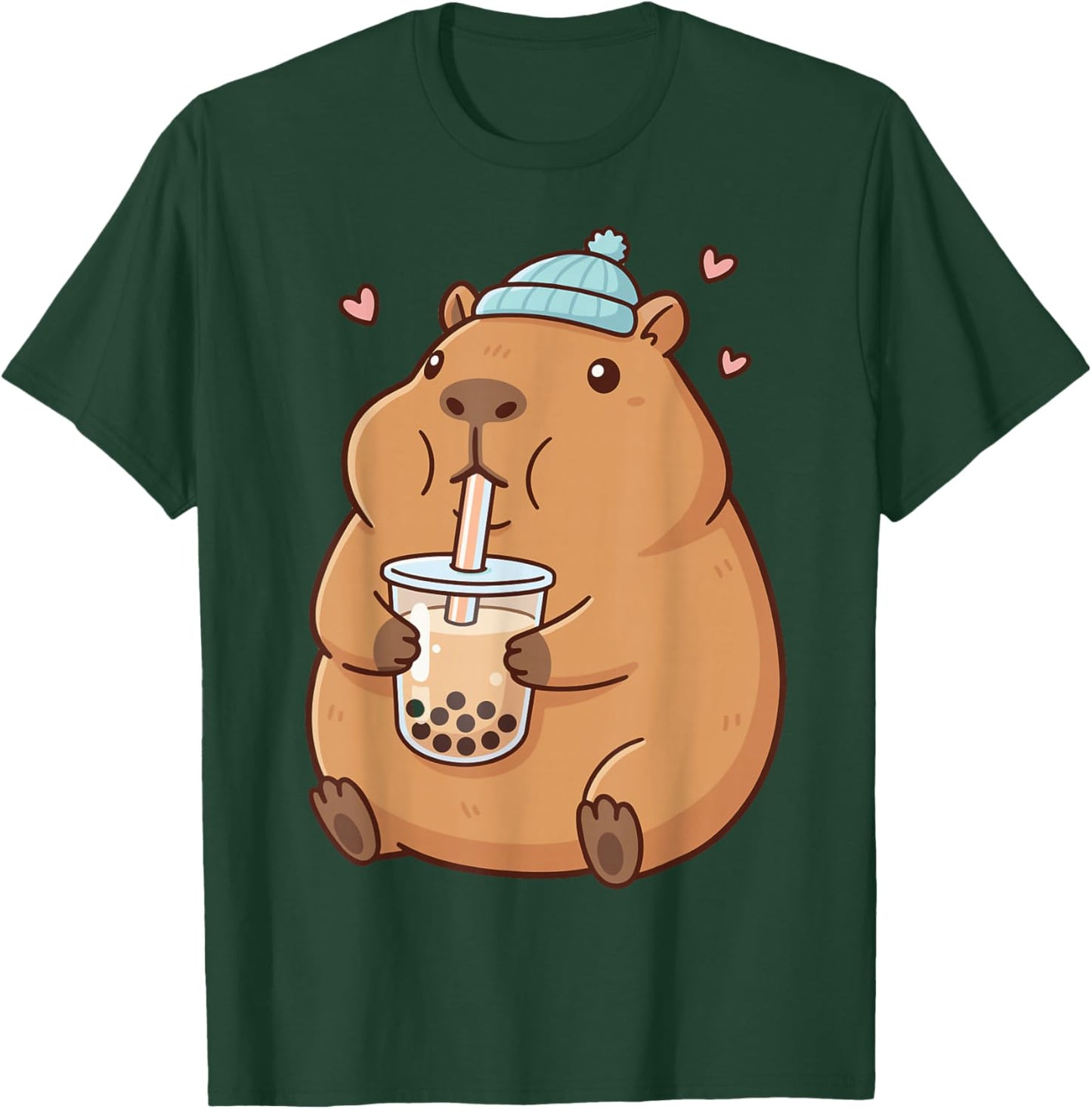 Cute Capybara Drinking Boba Bubble Tea T-Shirt - T-Shirt | Forest