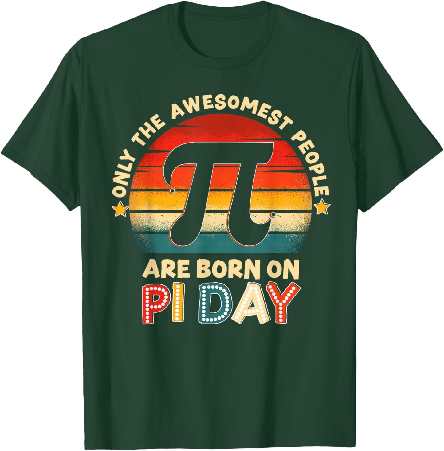 Born On Pi Birthday Retro Pi Symbol Boy Girl Math Teacher T-Shirt - T-Shirt | Forest