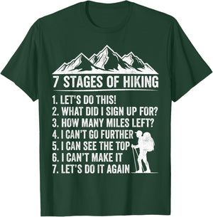 7 Stages of Hiking Funny Outdoor Hiker T-Shirt - T-Shirt | Forest