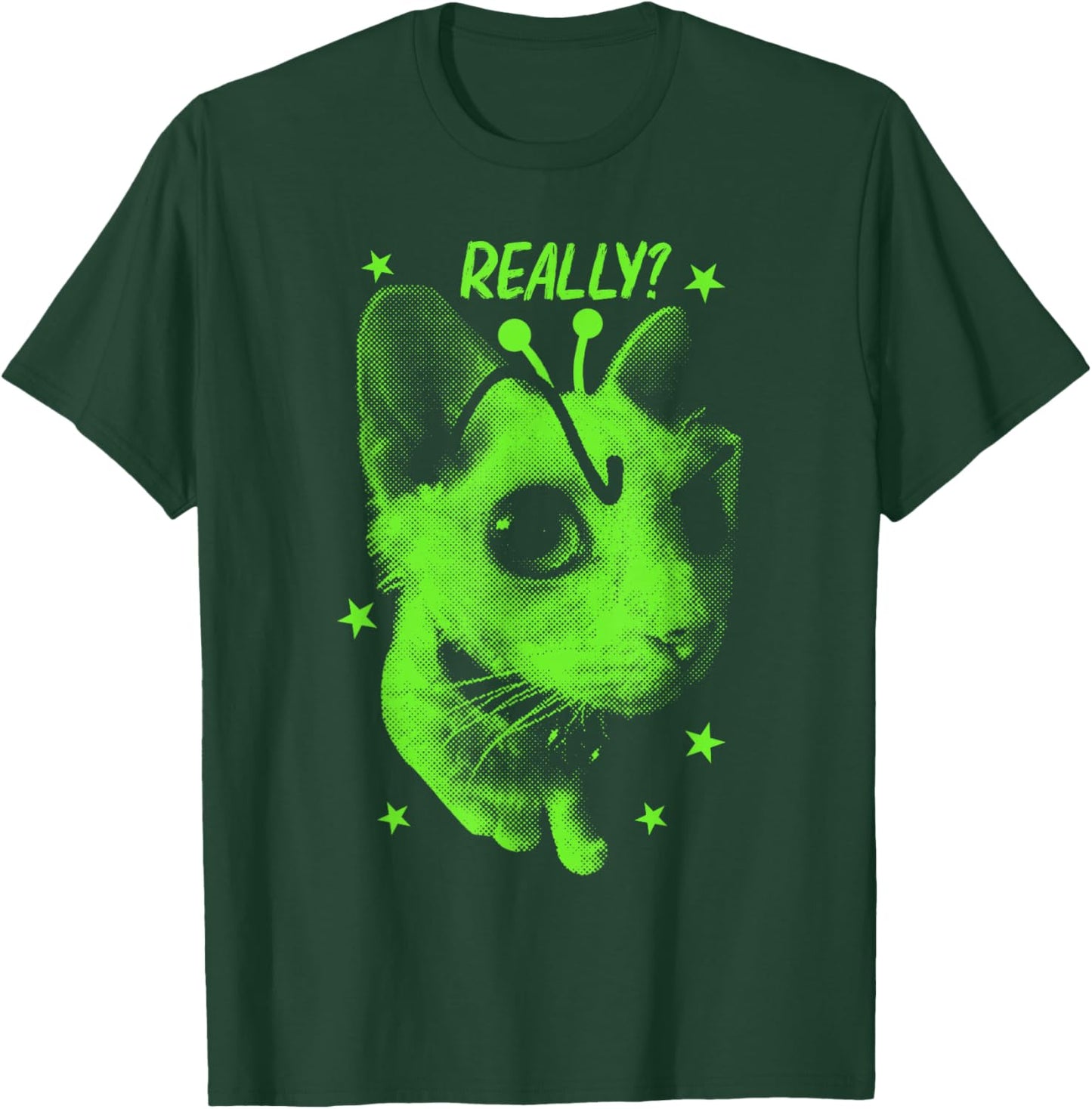 Really Alien Cat Brainrot Meme Funny Silly Cat Meme T-Shirt - T-Shirt | Forest